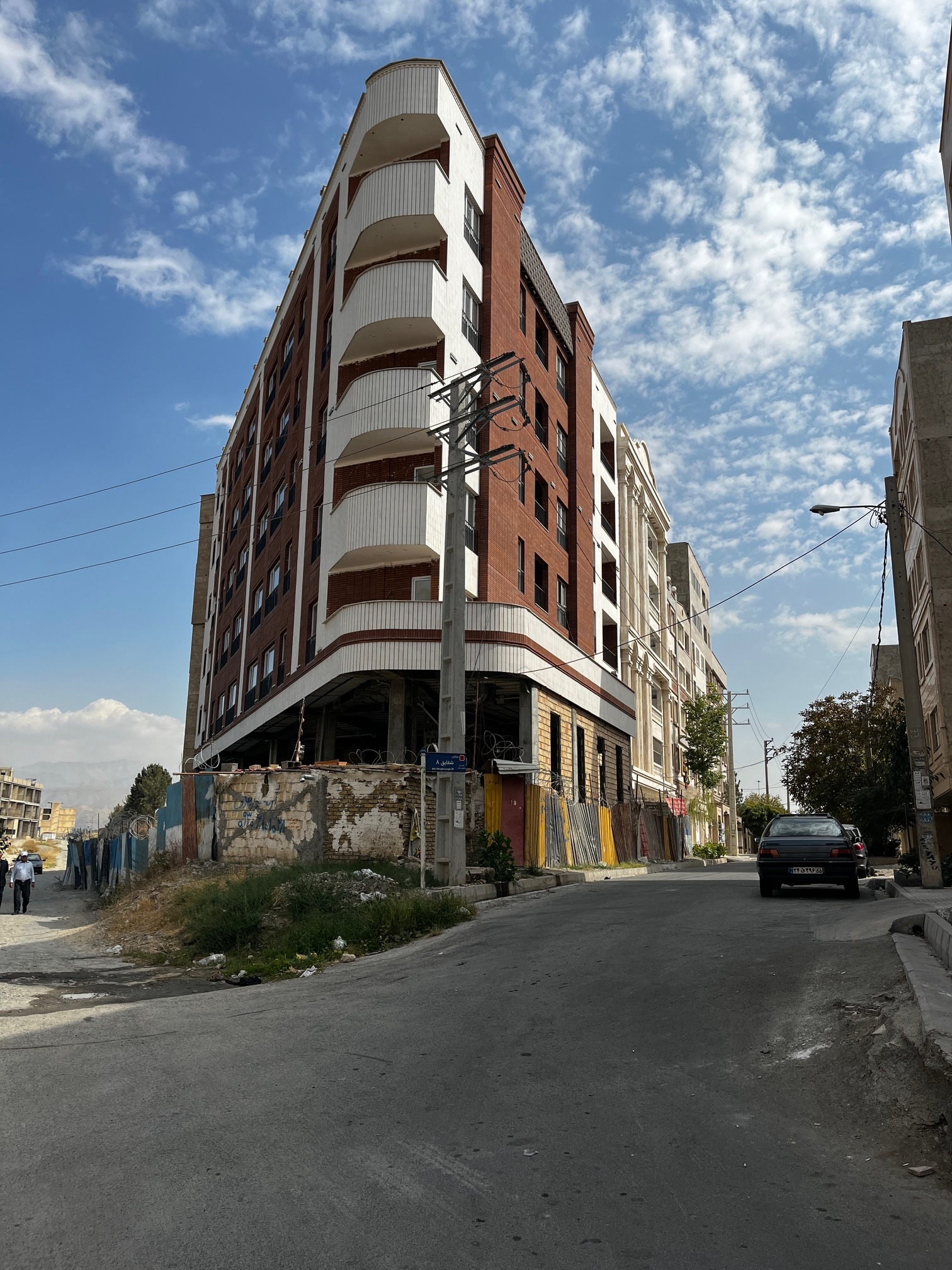 Corner apartment residential building