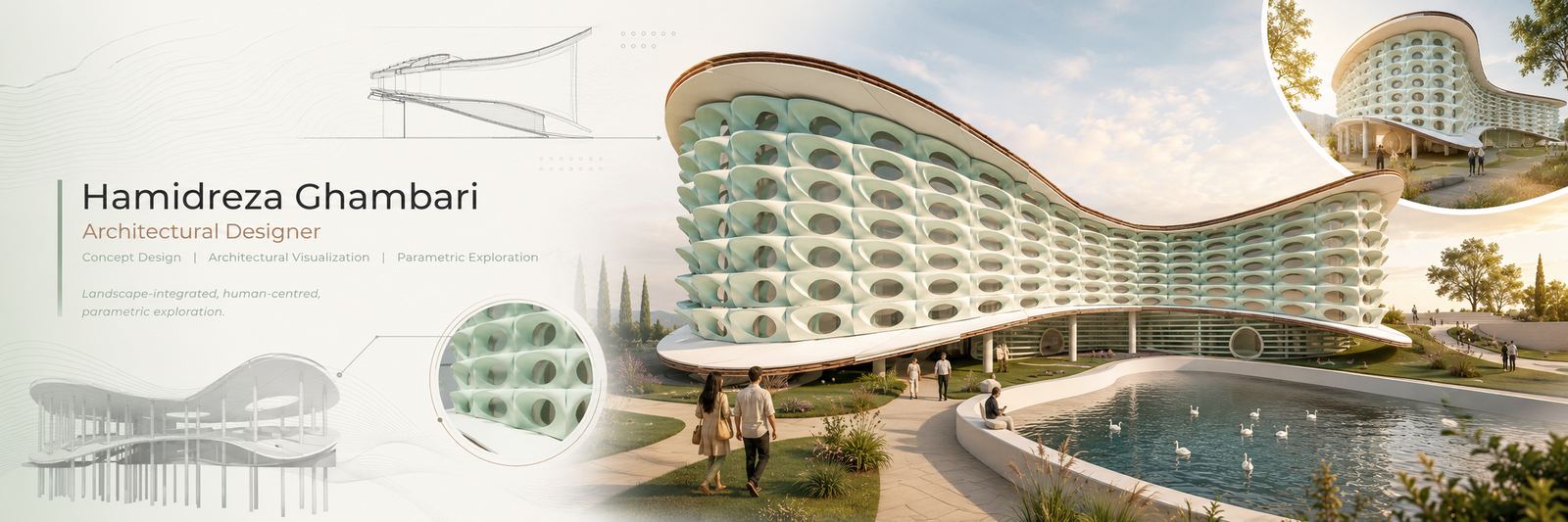 Landscape-integrated wave pavilion concept study